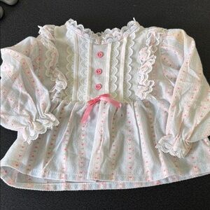 Pink and White Lace Trimmed Kids Top 90’s